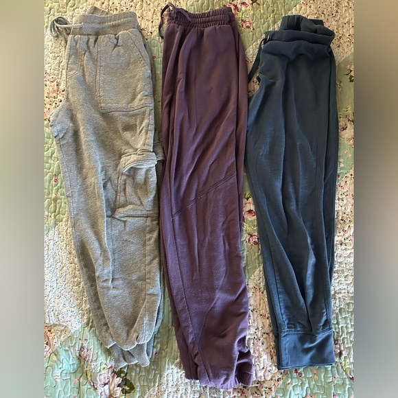 Lot 3 Pr Sweatpants H&M Forever 21 Small Medium Grey Purple Blue - Picture 2 of 12